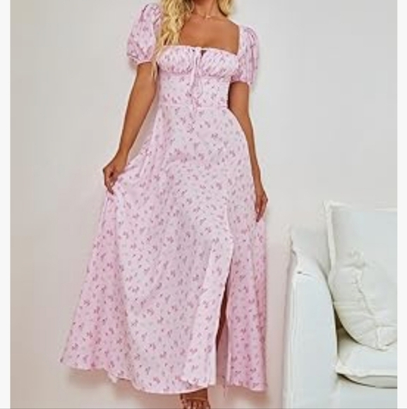 KUTUMAI Puff Sleeve Floral Long Dress - Picture 3 of 10